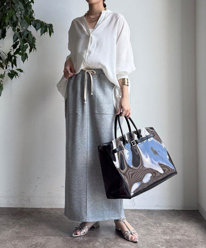 袖口羅紋蝙蝠袖V領襯衫