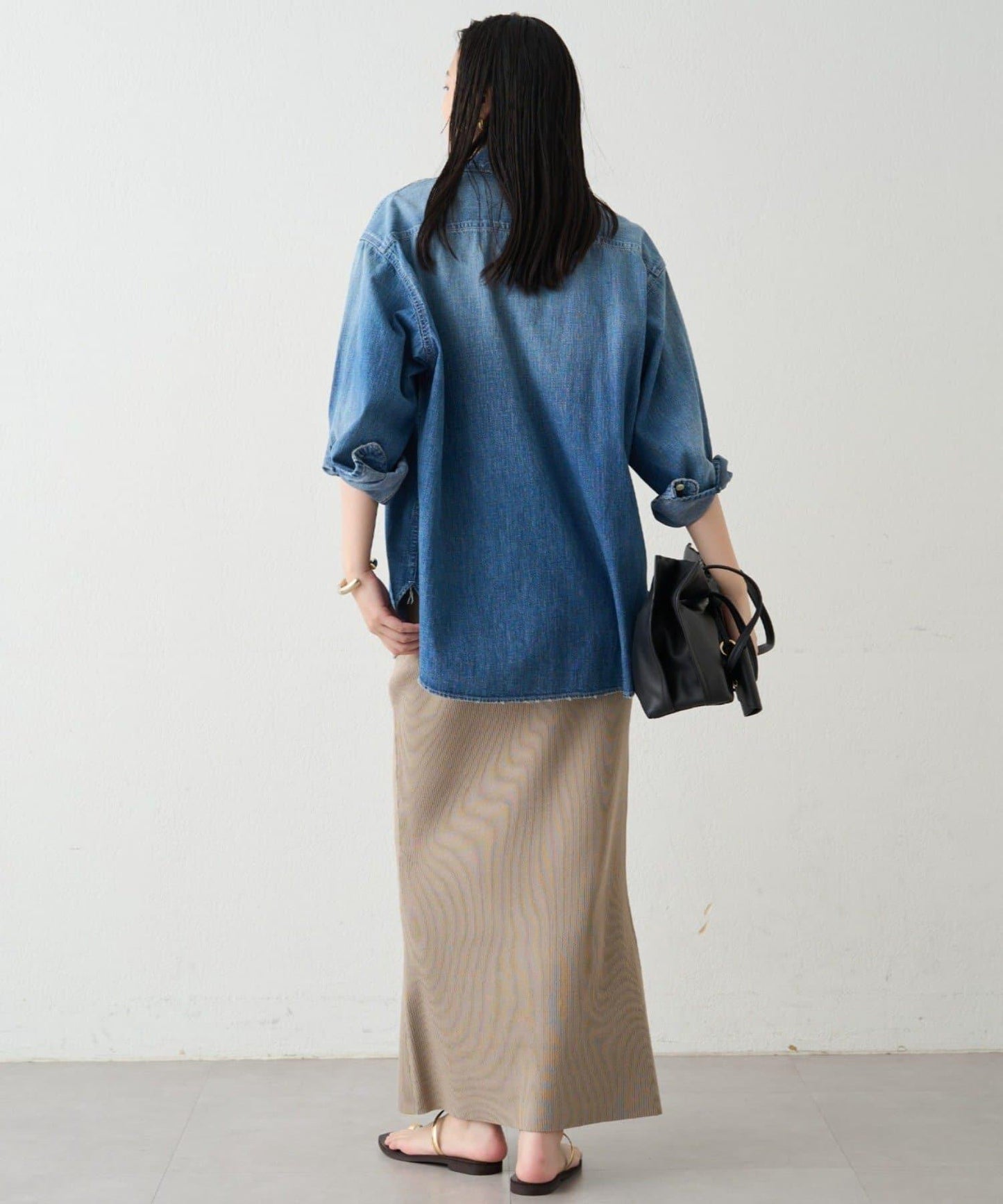 羅紋微喇針織半身裙