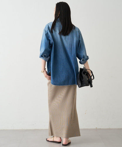 羅紋微喇針織半身裙