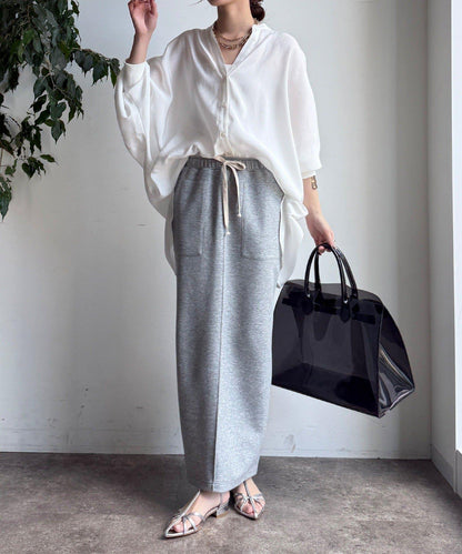 袖口羅紋蝙蝠袖V領襯衫