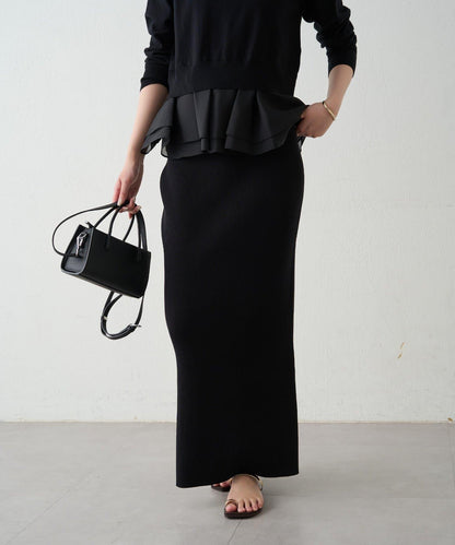 羅紋微喇針織半身裙