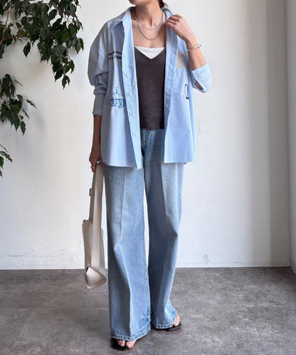 字母刺繡印花襯衫