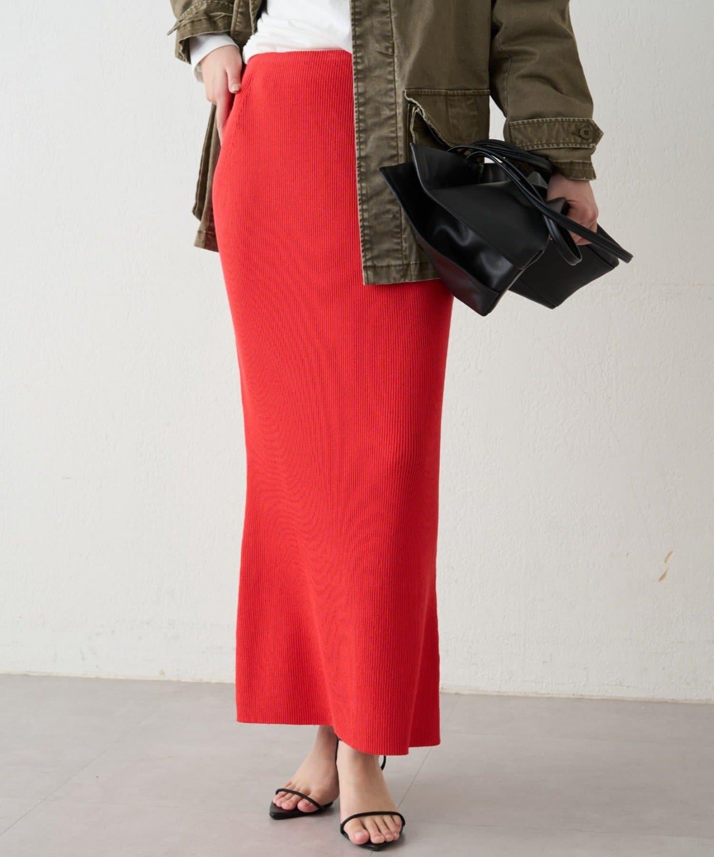 羅紋微喇針織半身裙