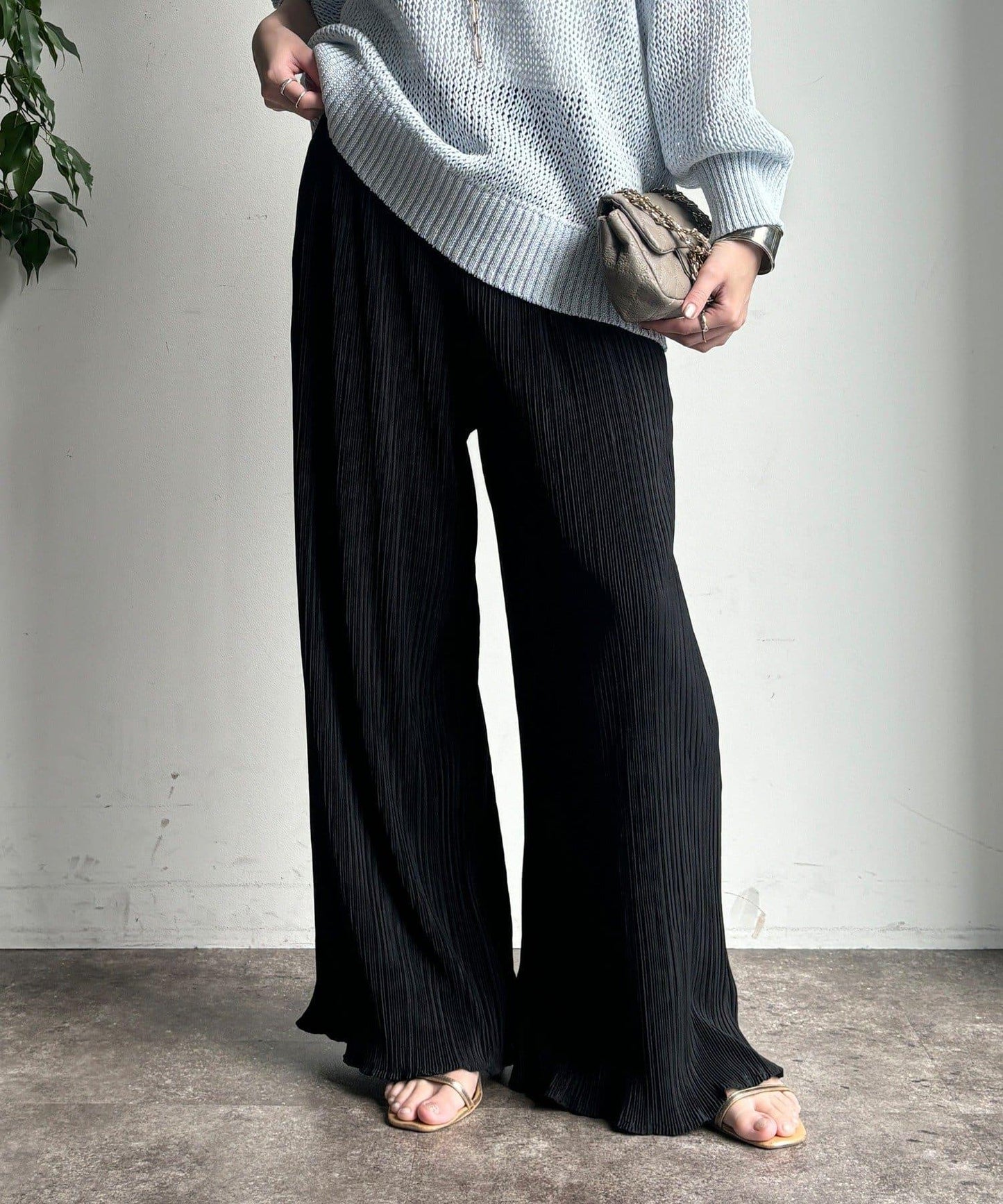 隨機羅紋寬鬆褲