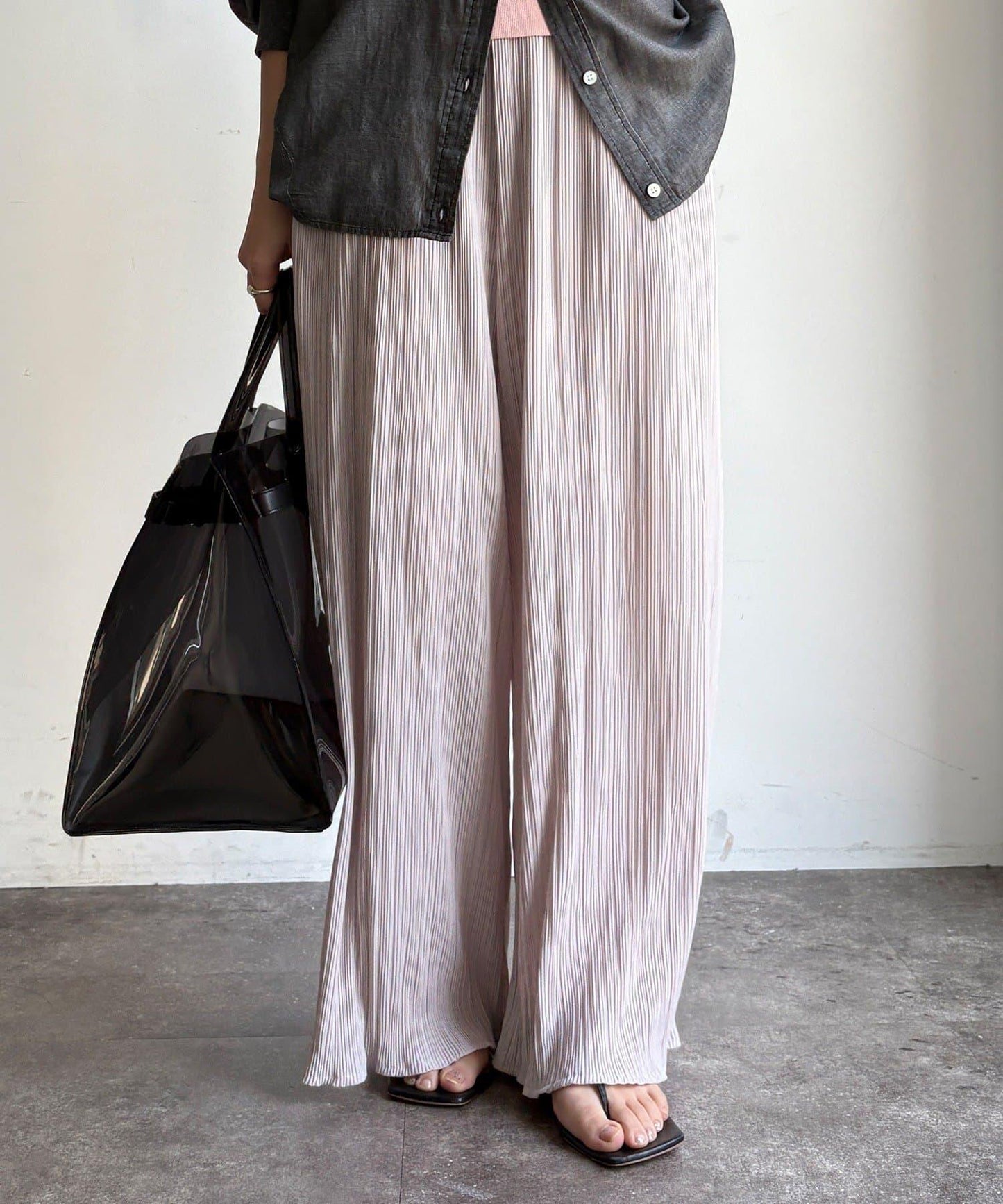 隨機羅紋寬鬆褲