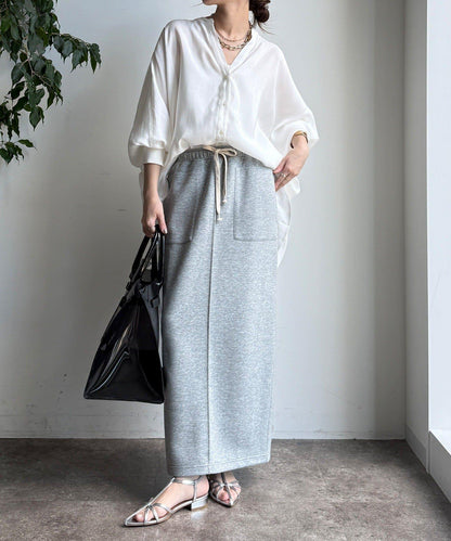 袖口羅紋蝙蝠袖V領襯衫