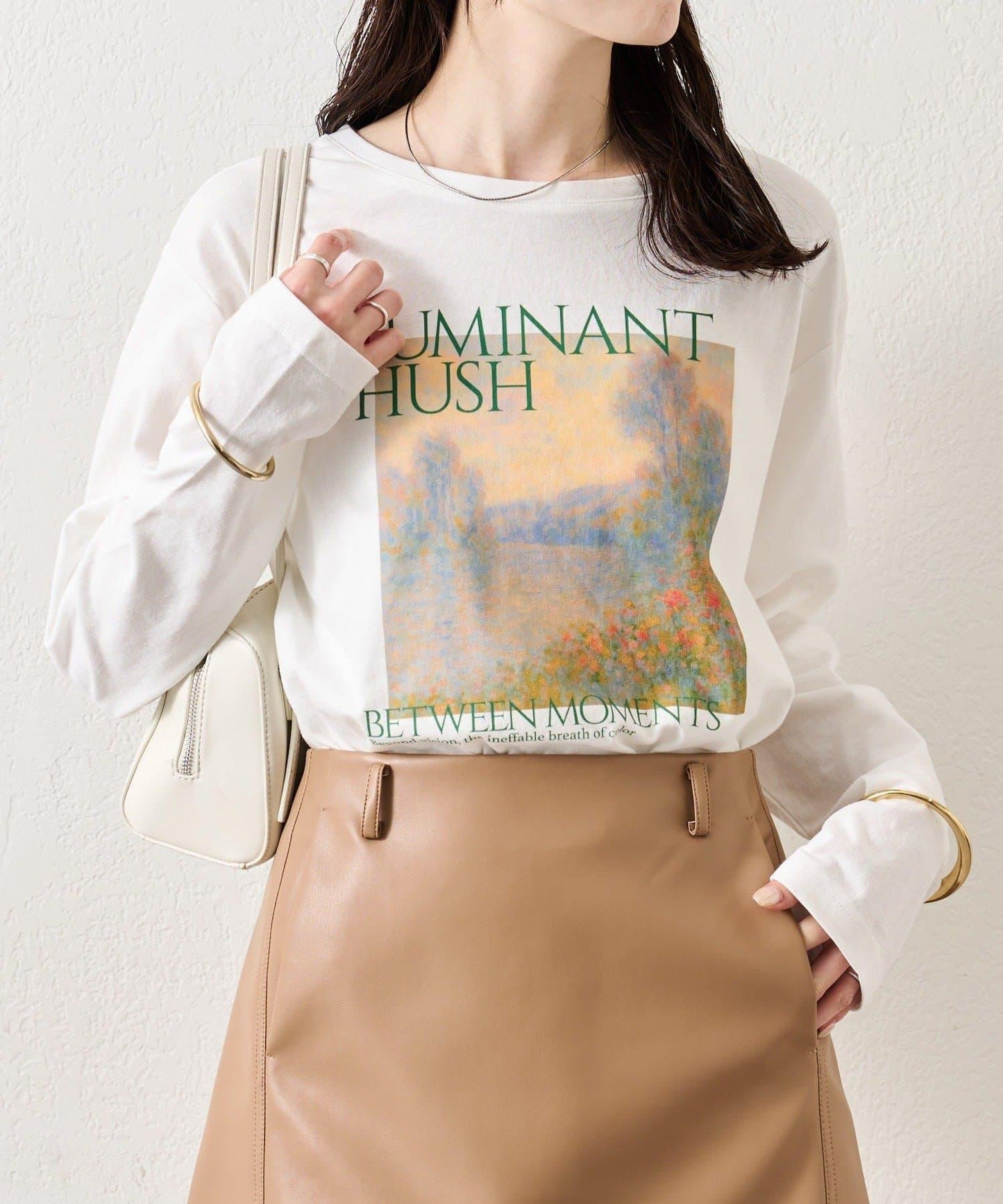 拼色印花長袖T恤