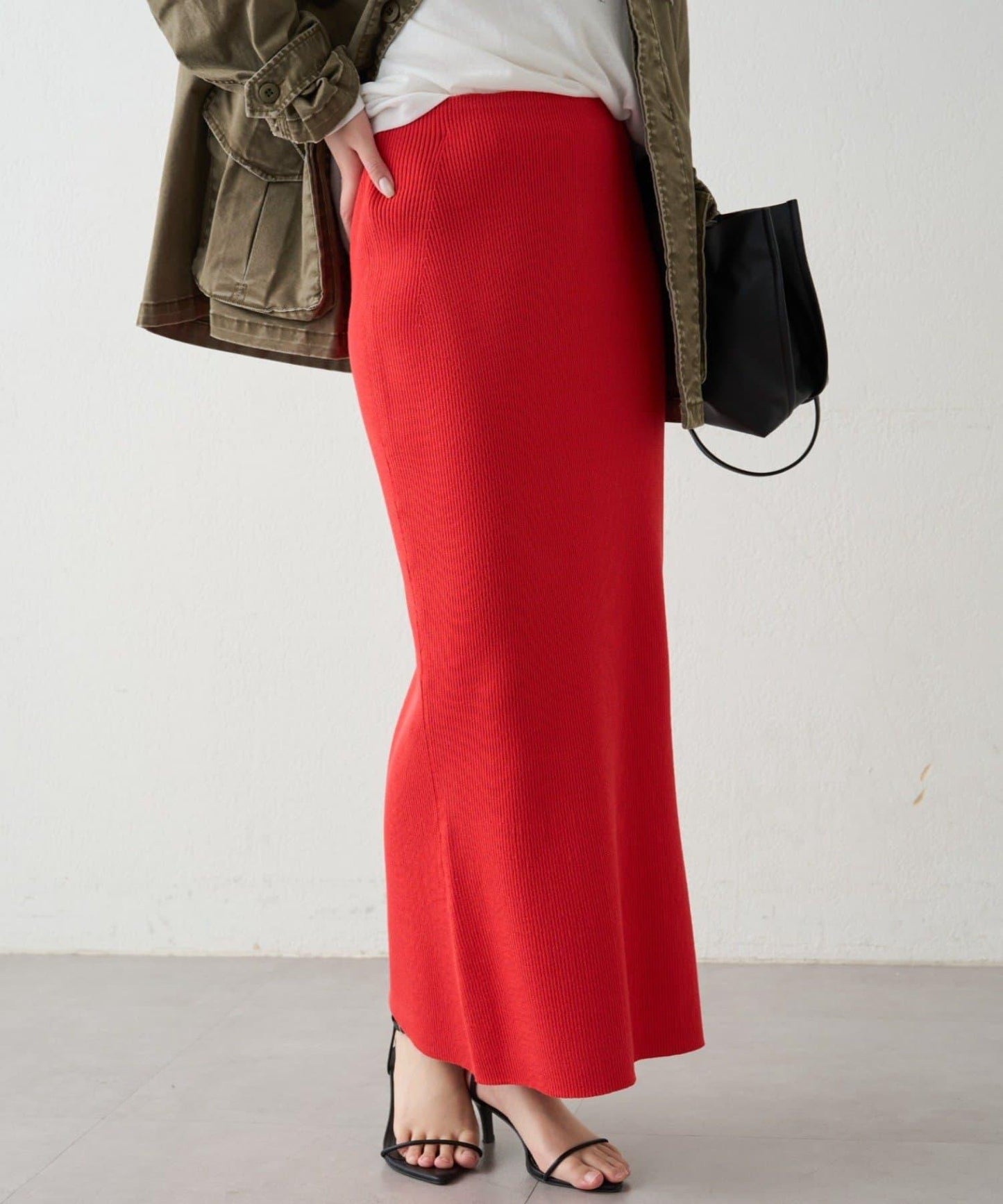 羅紋微喇針織半身裙