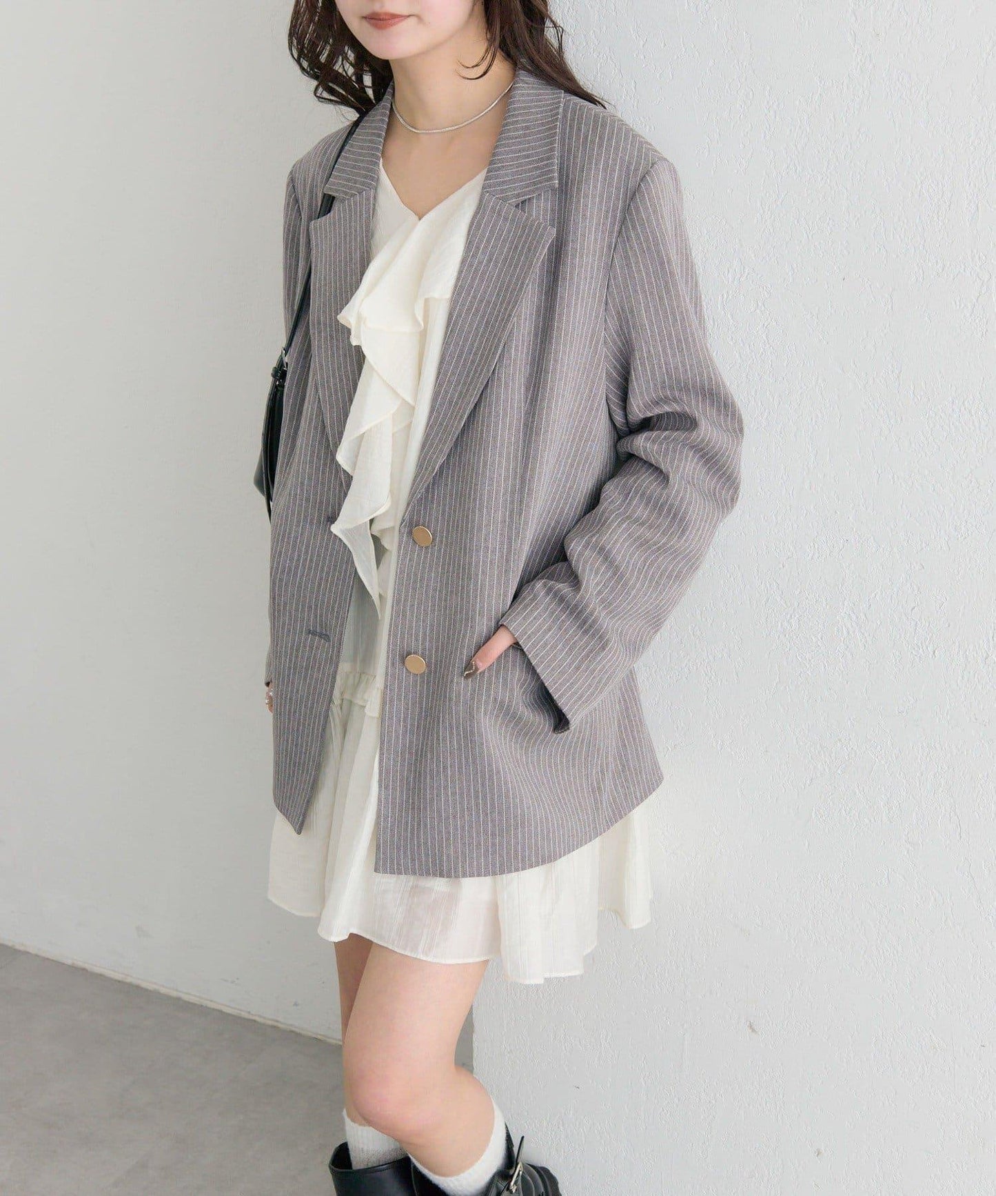 條紋西裝外套