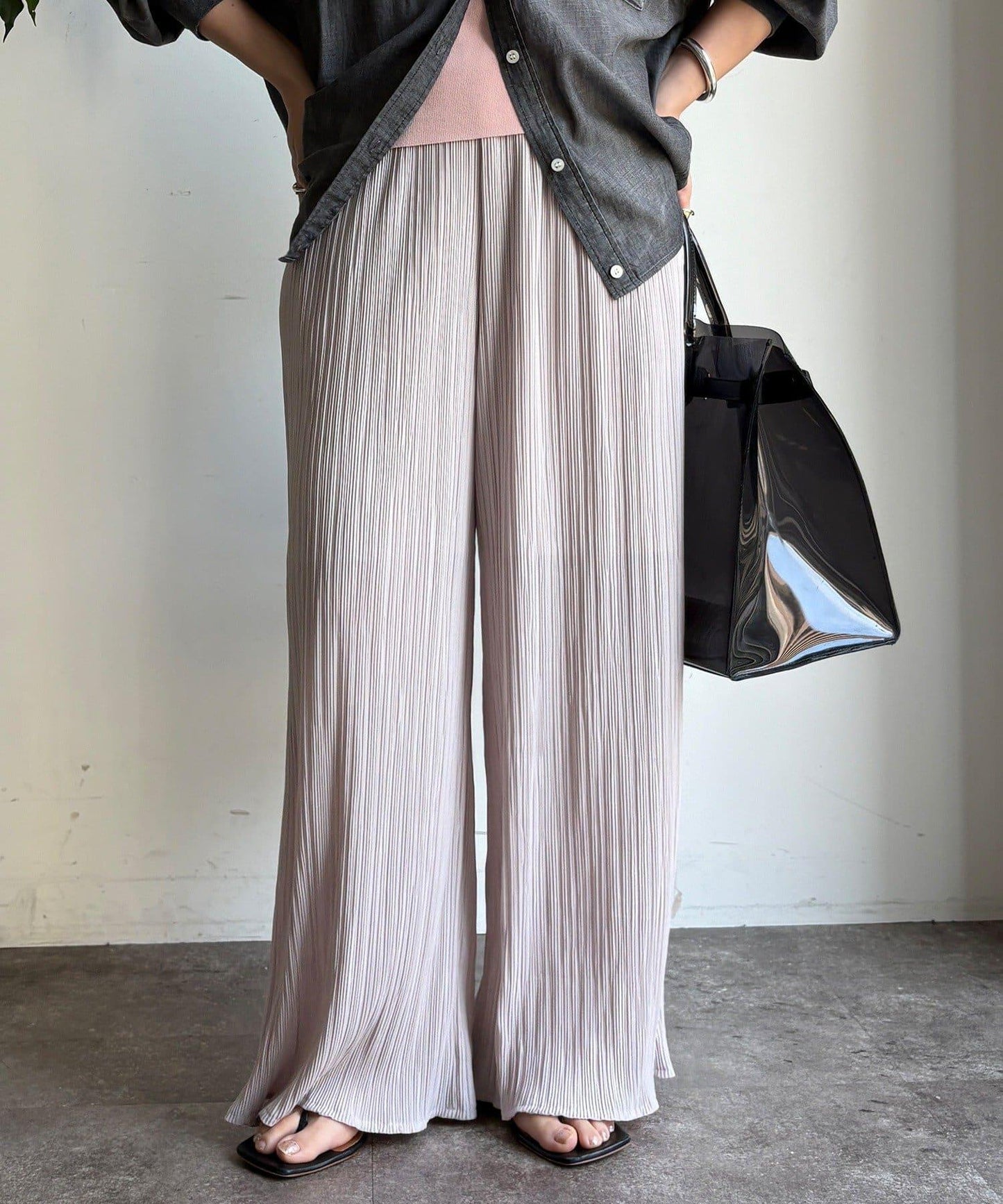 隨機羅紋寬鬆褲