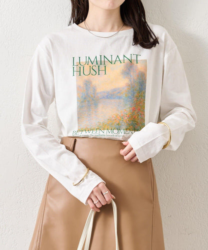 拼色印花長袖T恤