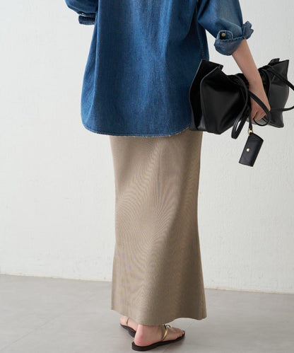 羅紋微喇針織半身裙