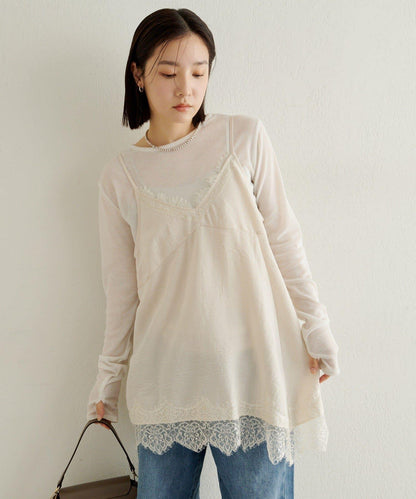蕾絲吊帶長款上衣