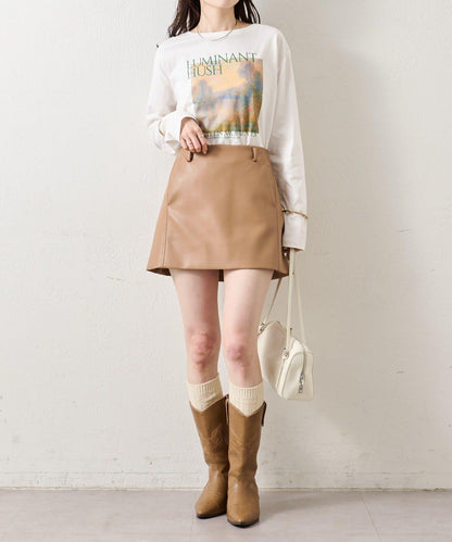 拼色印花長袖T恤