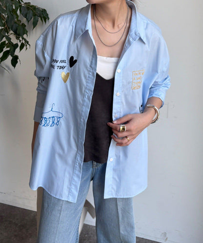 字母刺繡印花襯衫