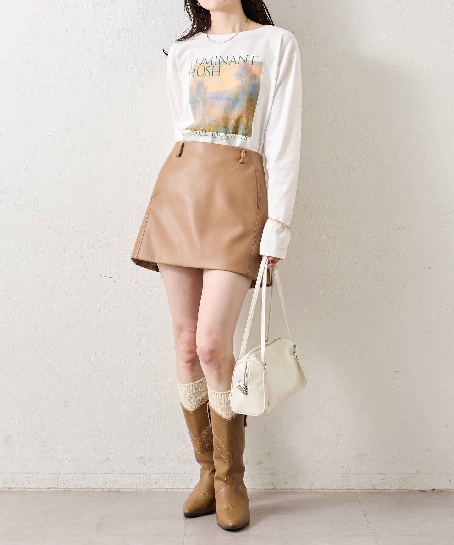 拼色印花長袖T恤