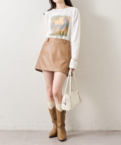 拼色印花長袖T恤