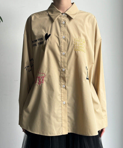 字母刺繡印花襯衫