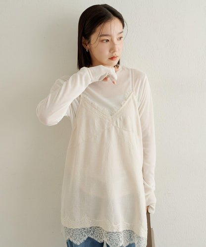 蕾絲吊帶長款上衣