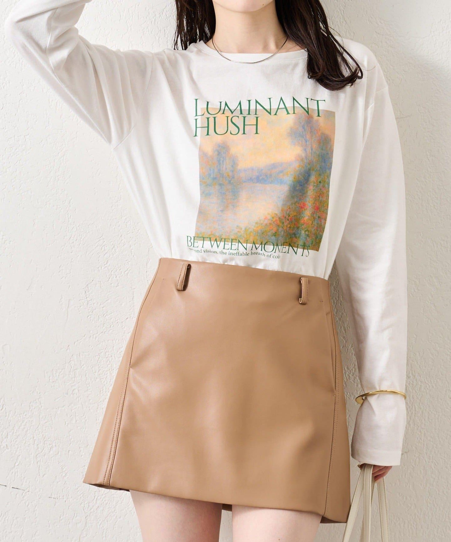 拼色印花長袖T恤