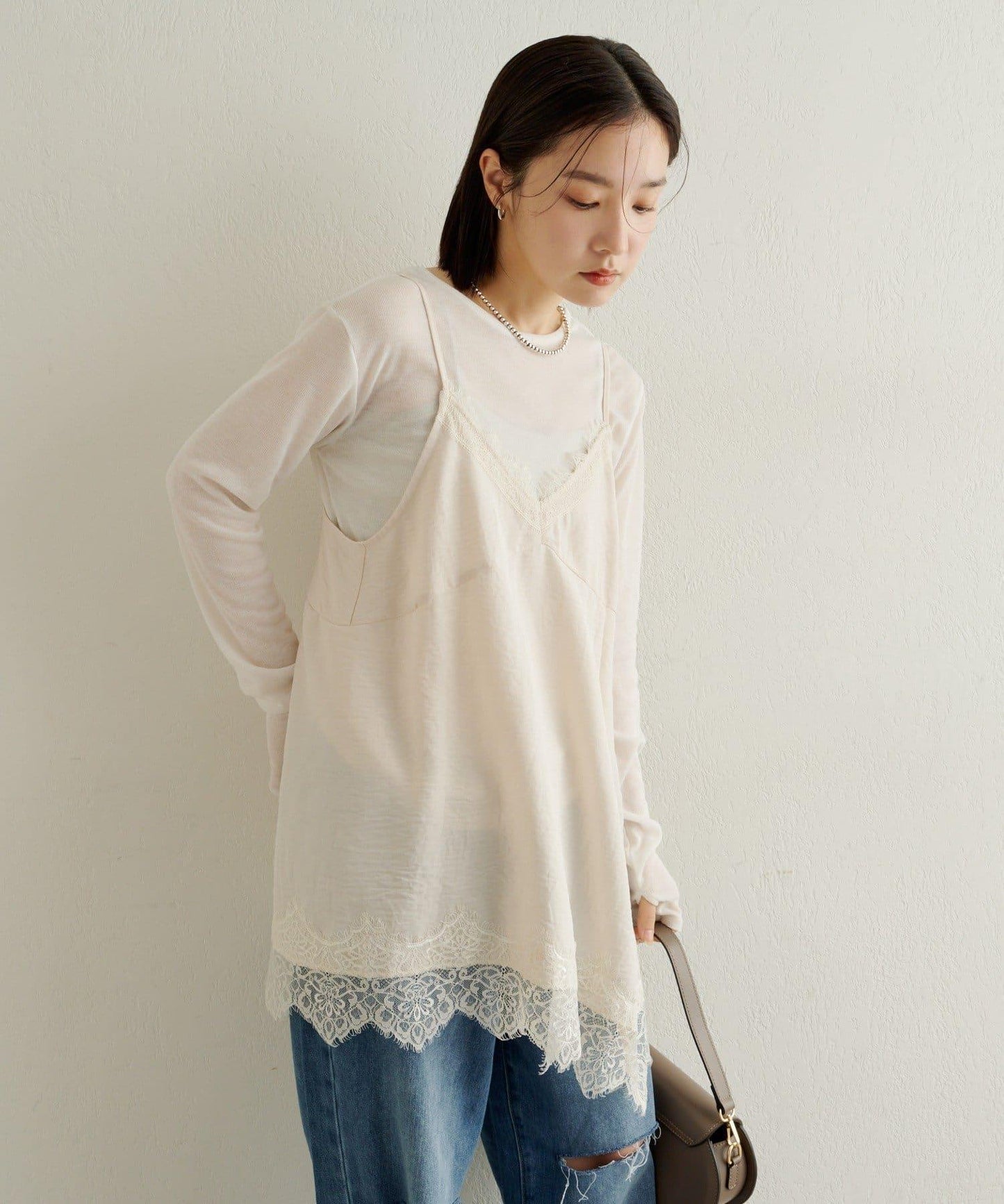 蕾絲吊帶長款上衣