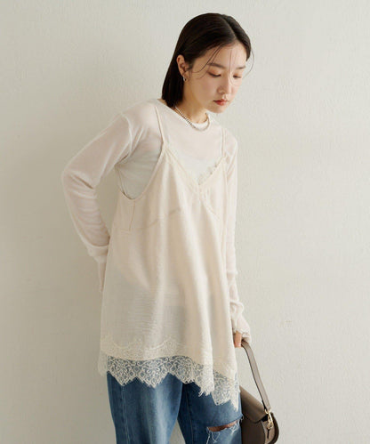 蕾絲吊帶長款上衣