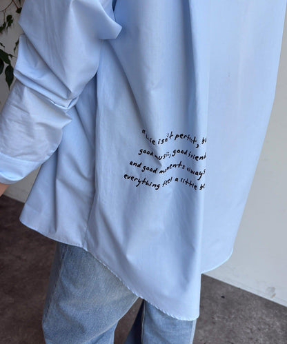 字母刺繡印花襯衫