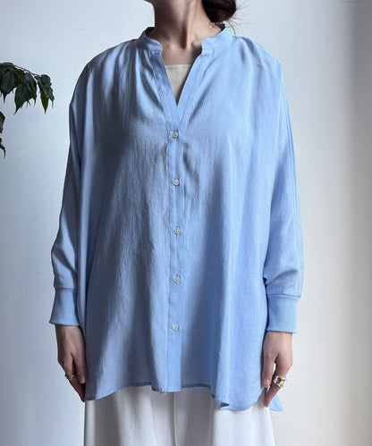 袖口羅紋蝙蝠袖V領襯衫