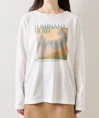 拼色印花長袖T恤