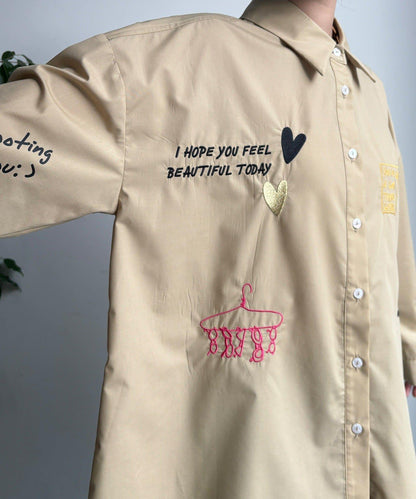 字母刺繡印花襯衫