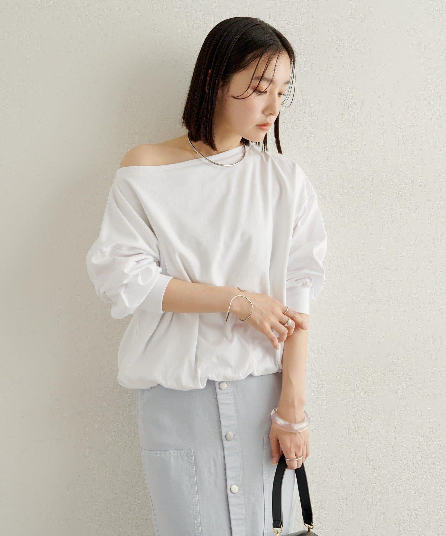 下襬泡泡長袖T恤