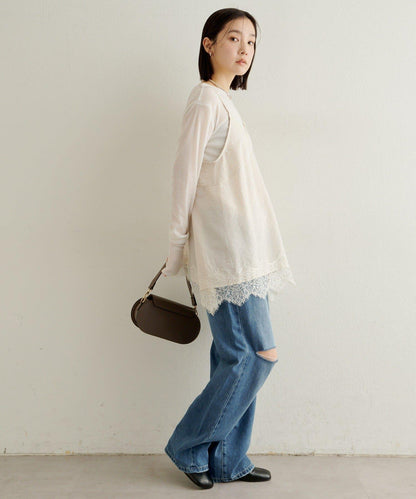 蕾絲吊帶長款上衣