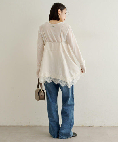 蕾絲吊帶長款上衣
