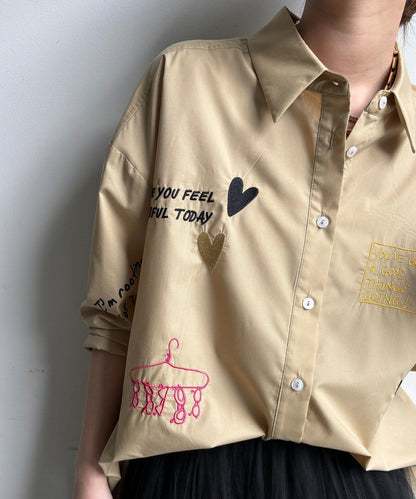 字母刺繡印花襯衫