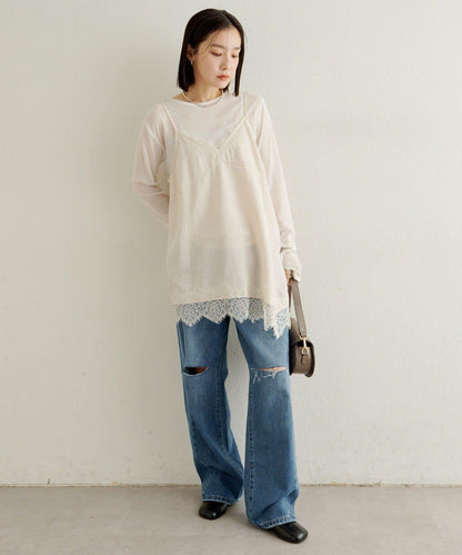 蕾絲吊帶長款上衣