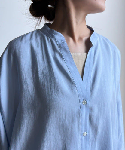 袖口羅紋蝙蝠袖V領襯衫