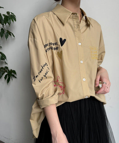 字母刺繡印花襯衫