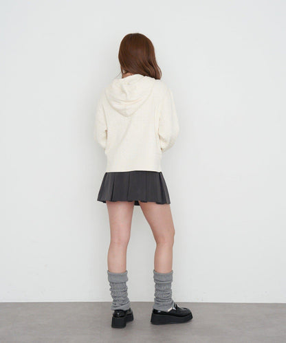 麻花紋胸部刺繡連帽衛衣