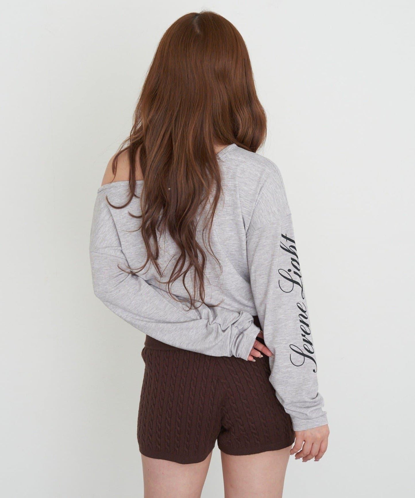 單肩印花長袖T恤