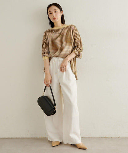 條紋一字肩長袖T恤