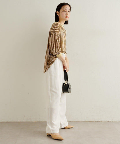 條紋一字肩長袖T恤