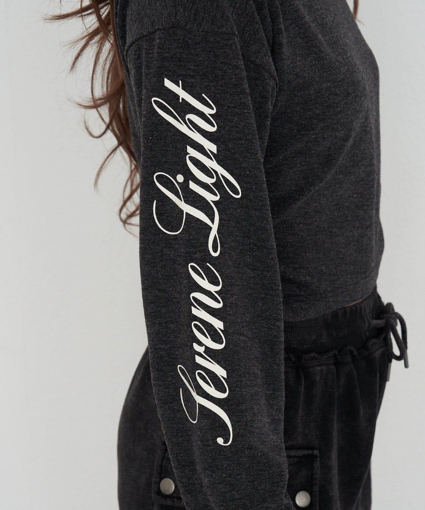 單肩印花長袖T恤