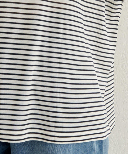 條紋一字肩長袖T恤