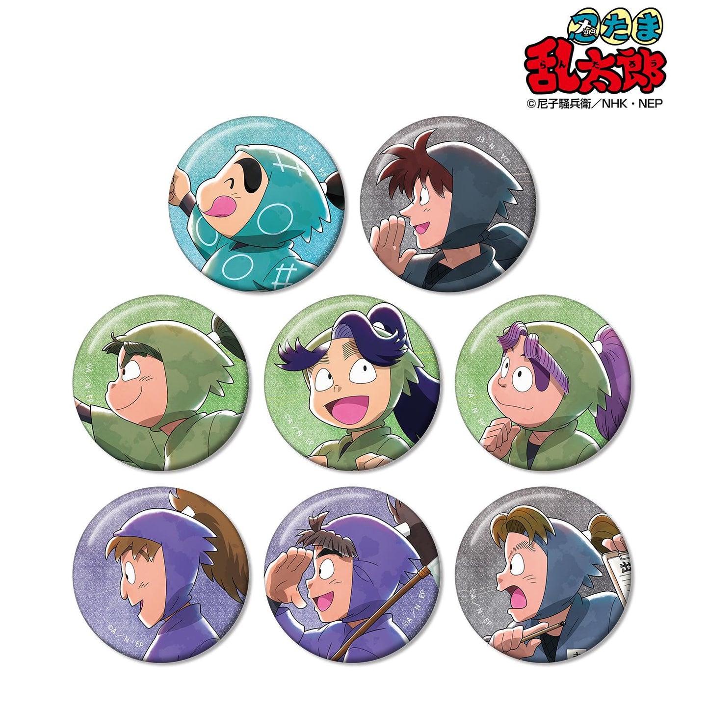 《忍者亂太郎》_新繪款 大家一起前行系列 第2彈 亮片徽章盲盒 ver.B（單位/全套BOX）【BOX／8個裝】