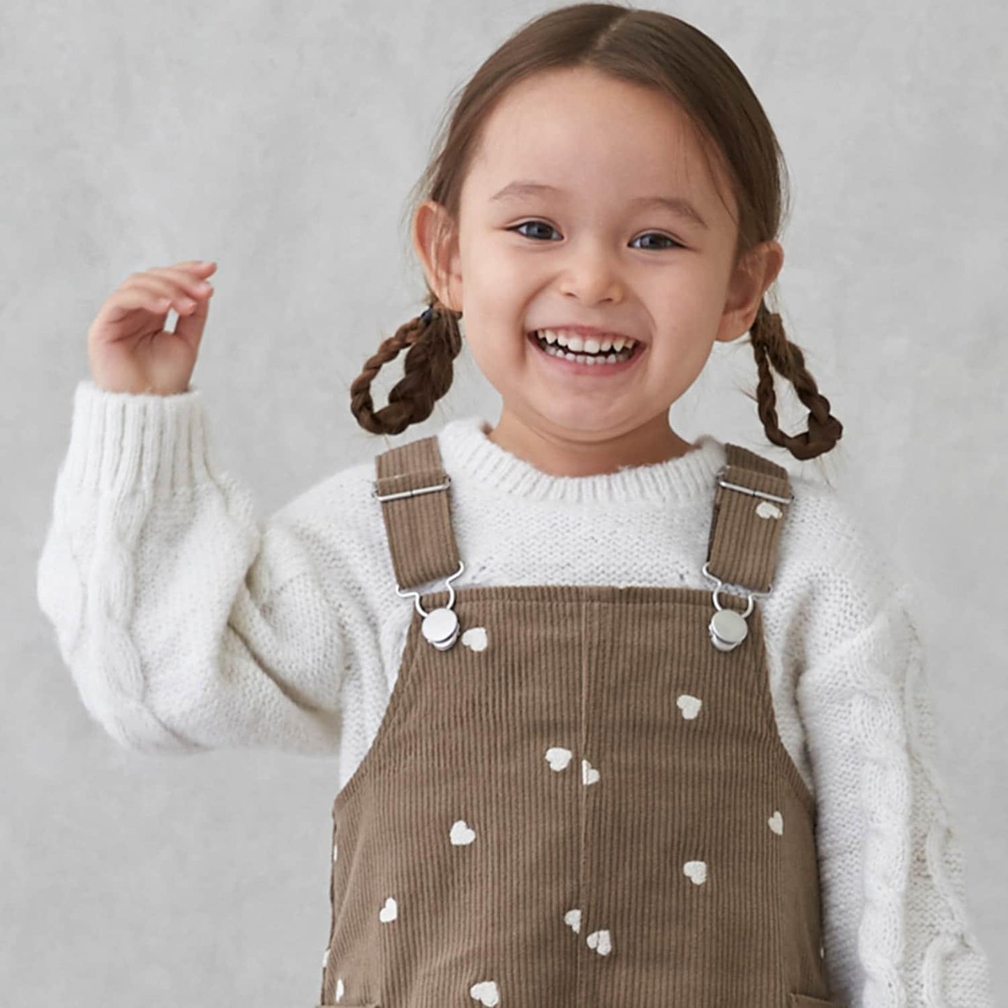 愛心刺繡燈芯絨揹帶裙