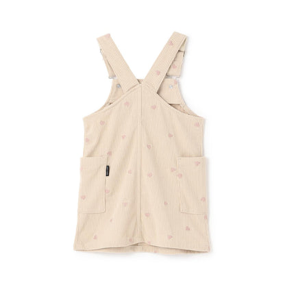 愛心刺繡燈芯絨揹帶裙