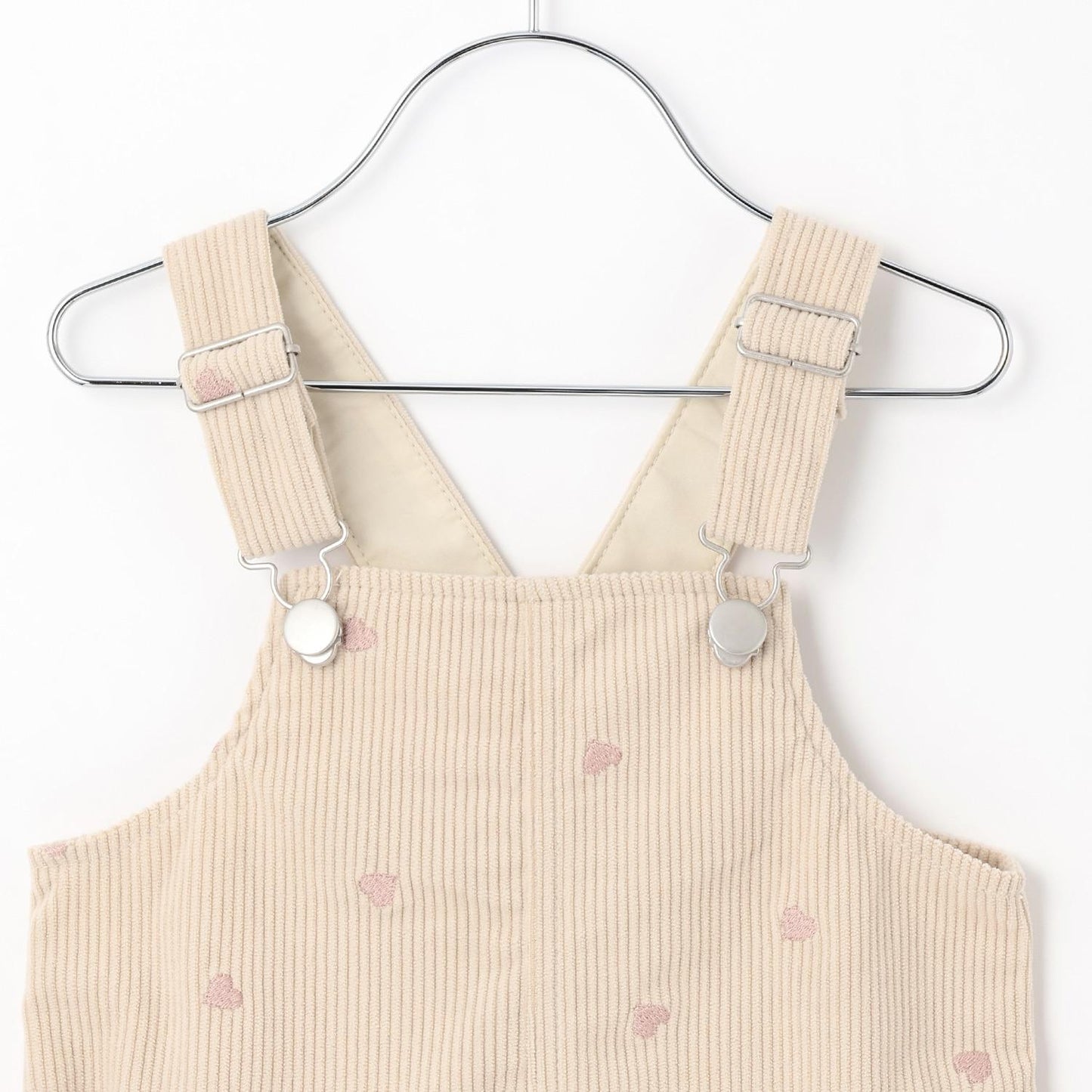 愛心刺繡燈芯絨揹帶裙