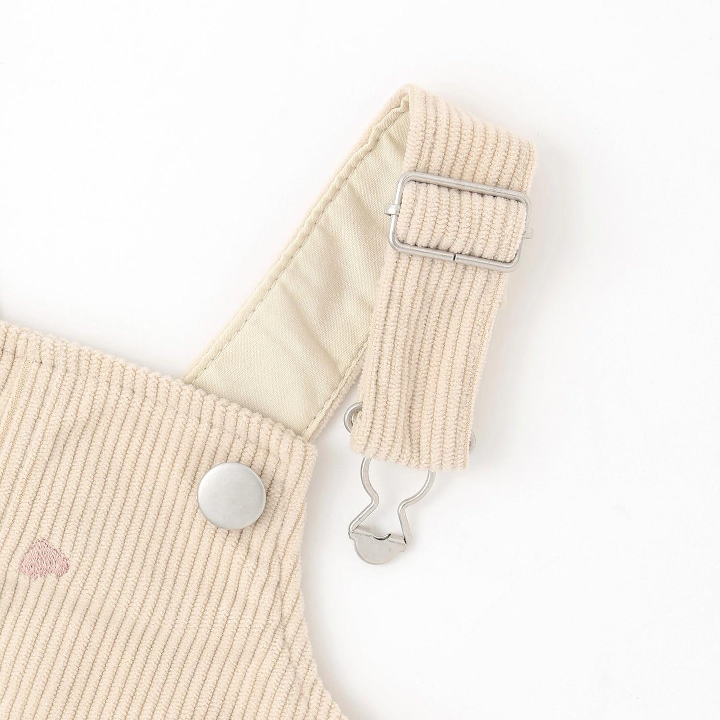 愛心刺繡燈芯絨揹帶裙