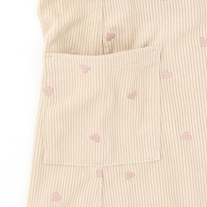 愛心刺繡燈芯絨揹帶裙