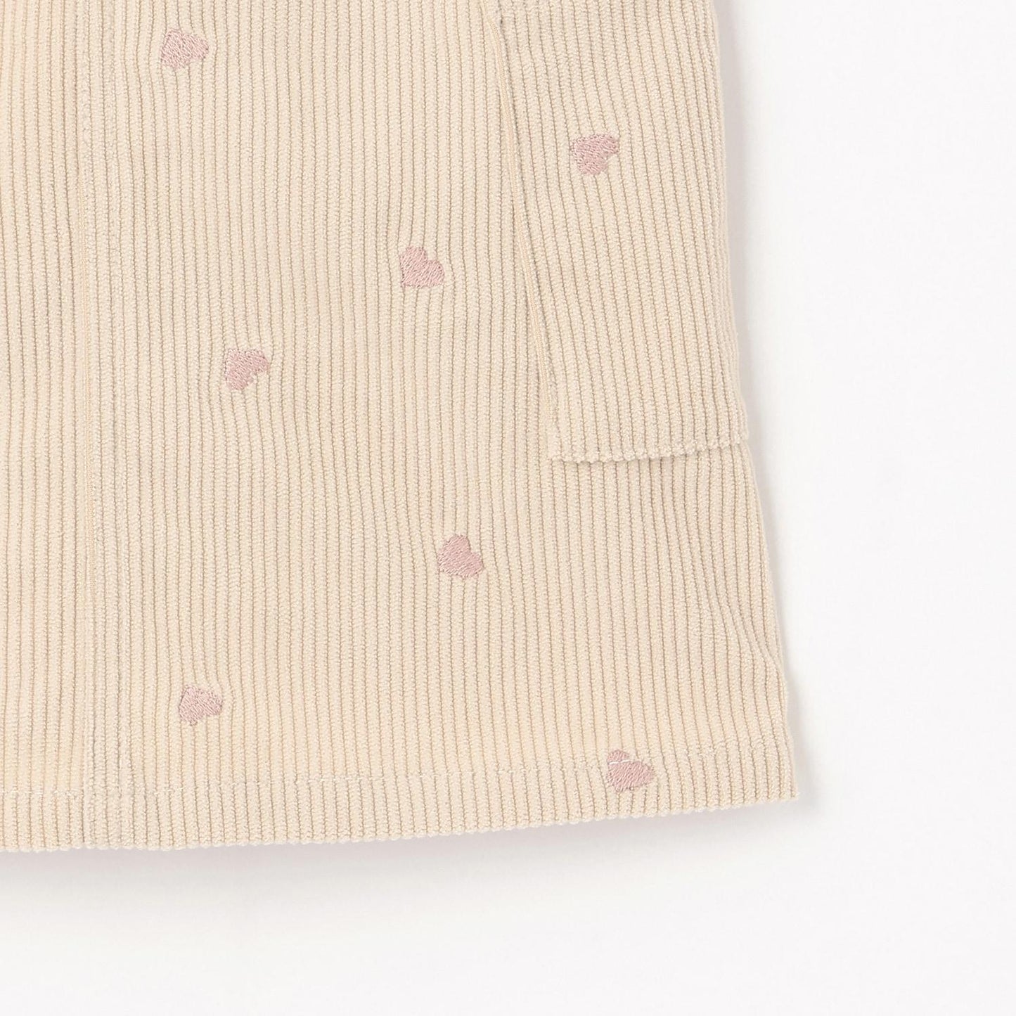 愛心刺繡燈芯絨揹帶裙